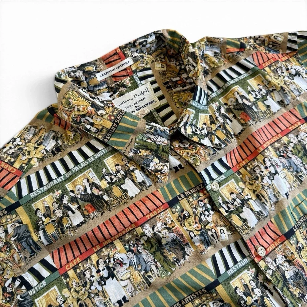 Reyn Spooner Guy Buffet 'Cafe' Egyptian Cotton Button-Up Shirt - Size 2XLarge